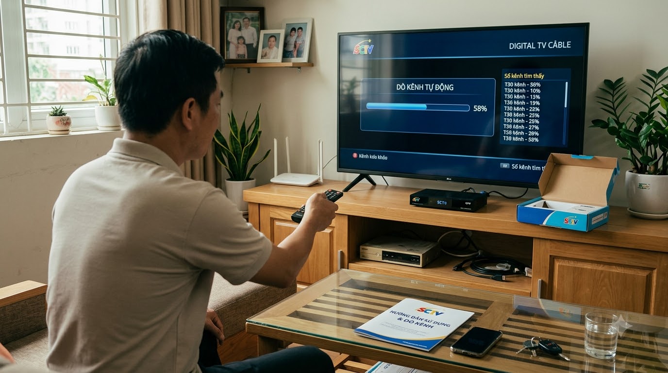Hướng dẫn cách dò kênh SCTV trên đầu thu qua các bước Hướng dẫn cách dò kênh SCTV trên đầu thu qua các bước